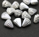 Lotus czech glass beads White Silver luster: two hole