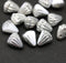 Lotus czech glass beads White Silver luster: two hole