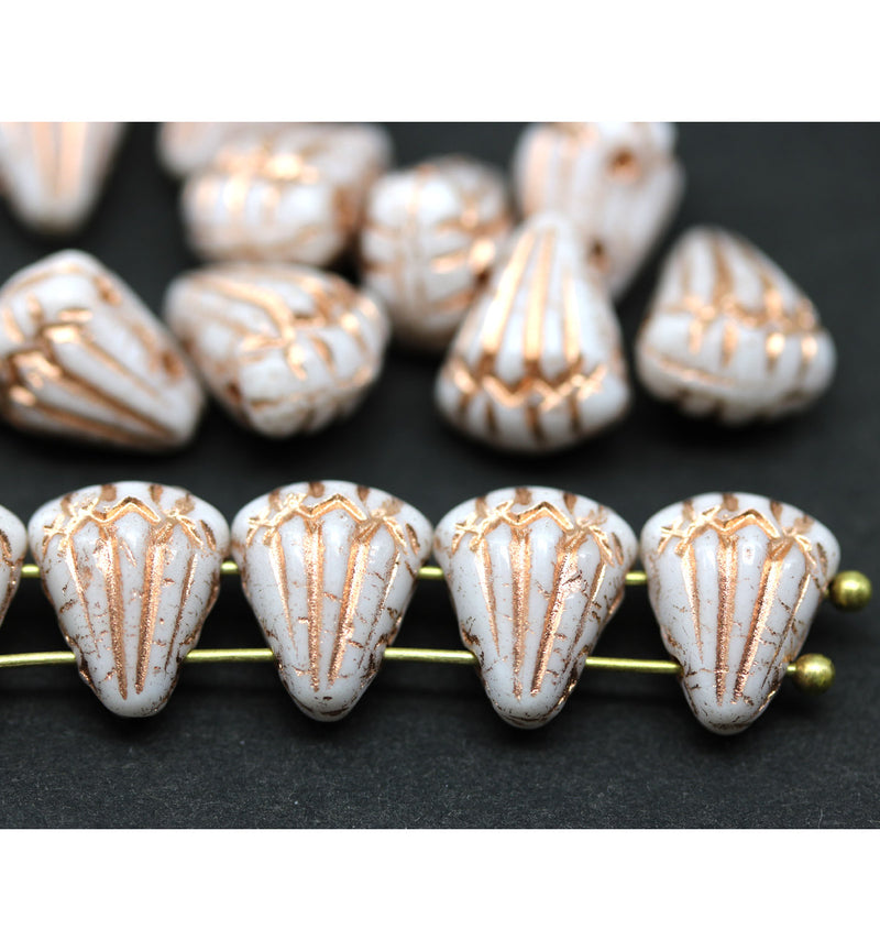 Lotus czech glass beads White Copper: two hole