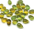 6x9mm Yellow green teardrops Czech Glass drop beads