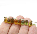 6x9mm Yellow green teardrops Czech Glass drop beads