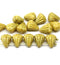 Lotus czech glass beads Yellow Gold: two hole, 15pc