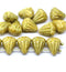 Lotus czech glass beads Yellow Gold: two hole, 15pc