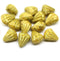 Lotus czech glass beads Yellow Gold: two hole, 15pc