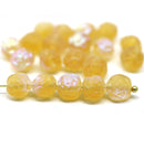 7mm Rose Bud Czech Glass Beads Frosted Yellow 20pc