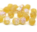 7mm Rose Bud Czech Glass Beads Frosted Yellow 20pc