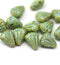 Lotus czech glass beads Picasso Yellow Green: two hole, 15pc