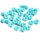 7mm Turquoise green flower bead caps Czech glass small floral beads, 40Pc