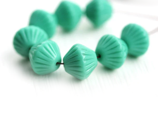 11mm Turquoise czech Glass large bicone beads - 10pc