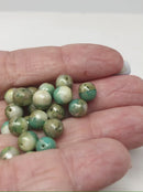 6mm Turquoise beige round druk czech glass beads Picasso finish - 30Pc