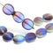 10x9mm Blue purple green flat oval czech glass beads, 15Pc