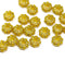 9mm Opal yellow czech glass daisy beads gold inlays, 20Pc