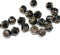 6mm Black cathedral Czech glass beads, dark copper ends - 20Pc