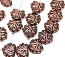 11x13mm Dark red copper wash maple leaf beads, Czech glass - 15pc