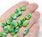 12x8mm Green yellow tulip beads, Czech glass flower - 20Pc