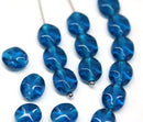9x8mm Indicolite blue flat oval wavy czech glass beads, 20Pc
