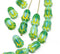 12x8mm Green yellow tulip beads, Czech glass flower - 20Pc