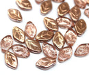 12x7mm Bright copper Czech glass beads on clear, 30pc