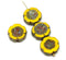14mm Yellow pansy flower beads, picasso czech glass daisy 4Pc