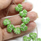 11x13mm Opaque light green maple czech glass leaf beads silver wash, 15pc