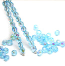 4mm Aqua Blue czech glass beads, fire polished AB finish - 50Pc