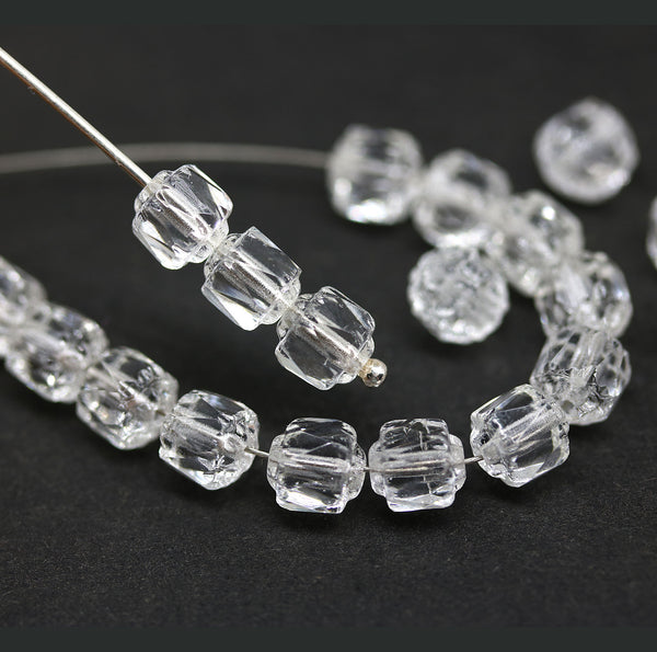6mm Crystal clear cathedral Czech glass beads - 20Pc