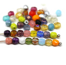 4mm Czech fire polished Multicolor faceted spacers beads mix - 50Pc