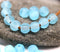 2.5mm hole Frosted blue 8mm melon shape beads, 20pc