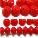 7x11mm Red saucer UFO shape Czech glass beads 15Pc