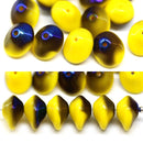7x11mm Yellow saucer UFO shape metallic finish Czech glass beads 15Pc