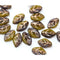 12x7mm Mixed yellow purple leaf beads Czech glass, 30Pc