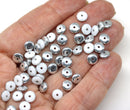 6mm White silver czech glass rondelle spacer beads, 50pc