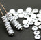 6mm White silver czech glass rondelle spacer beads, 50pc