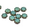Opal sea green flower czech glass flat daisy picasso beads DIY jewelry