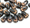 12x8mm Jet black and copper wash Czech glass tulip flower beads,  20Pc