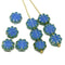 Opal blue flower czech glass flat daisy picasso beads for jewelry designs