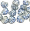 11x13mm Blue gray maple czech glass leaf beads silver inlays - 15pc