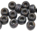 9mm Dark brown black matte czech glass pony beads, 3mm hole - 15pc