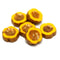 12mm Dark yellow pansy flower Picasso finish fire polished beads