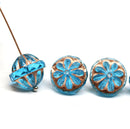 12x14mm Dark blue large fancy bicone beads, copper wash fire polished Czech glass 4Pc