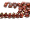Dark orange picasso glass drops, czech teardrop beads for jewelry making