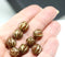 10mm Opal brown melon czech glass beads, gol wash, 8pc