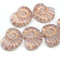 13x17mm Opal white ammonite Czech glass beads, nautilus, copper wash, 6pc