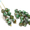 6mm Mixed clear green bicone beads with travertin finish Czech glass