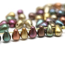 Metallic small czech glass drop beads mix for jewelry making craft