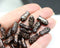 14x7mm Black czech glass fish beads copper wash, 20pc