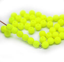 4mm Neon yellow czech glass round druk beads spacers, 50pc