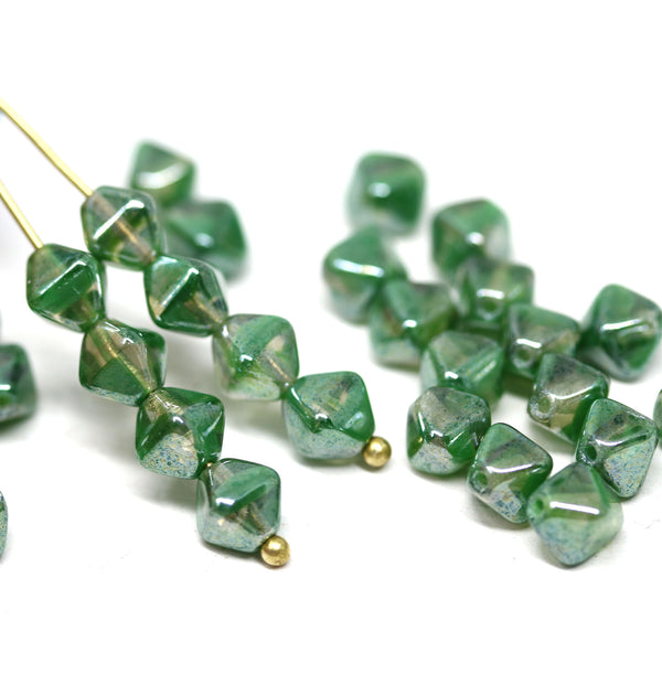 6mm Mixed clear green bicone beads with luster Czech glass beads