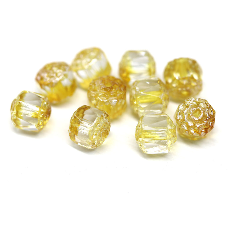 8mm Light yellow cathedral Czech glass fire polished beads DIY jewelry