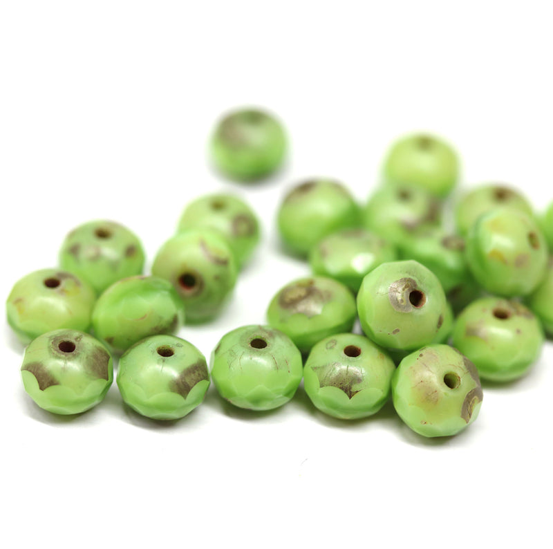 Green rondelle picasso beads authentic Czech glass jewelry supplies 